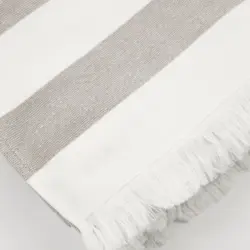 Meraki Håndklæde, Barbarum, Hvid og Brune Striber, l: 100 cm, w: 180 cm