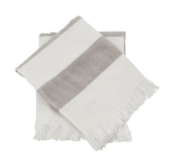 Meraki Håndklæde, Barbarum, Hvid og Brune Striber, 2stk. l: 40 cm, w: 60 cm