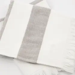 Meraki Håndklæde, Barbarum, Hvid og Brune Striber, 2stk. l: 40 cm, w: 60 cm