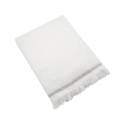 Meraki Håndklæde Hvid med Grå Striber, l: 100 cm, w: 180 cm