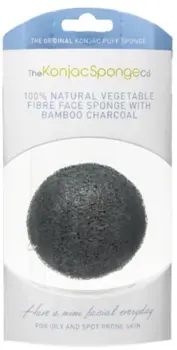 The Konjac Sponge Face, bamboo charcoal for oily and spot phone skin, sort, 1stk æske