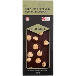 Økoladen Mørk 70 % chokolade m. hasselnødder Ø, 75g