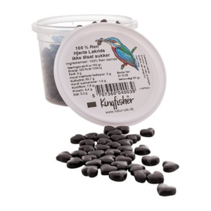 Kingfisher 100% Ren hjerte lakrids, 80g.