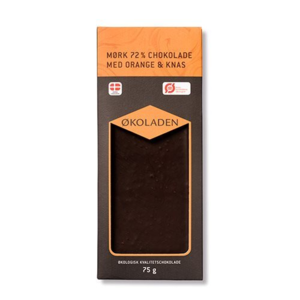 Økoladen Chokolade mørk orange/knas Ø, 75g.