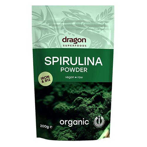 Se Dragon Superfoods Spirulina pulver Ø - Dragon Foods, 200g hos Ren-velvaereshop.dk