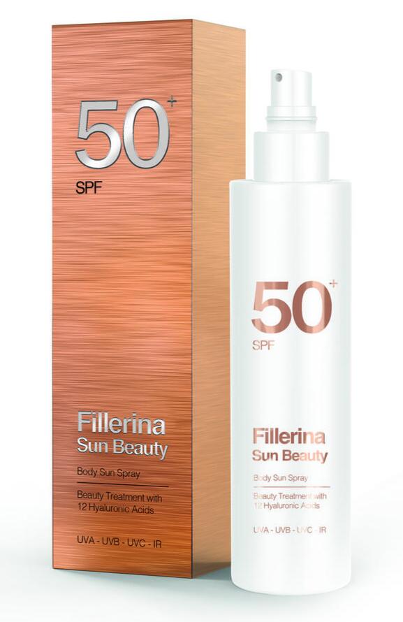 Se Fillerina Sun Beauty Body Sun Spray, SPF50, 200ml. hos Ren-velvaereshop.dk
