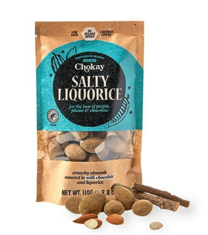 Chokay Snack bite Salty Licorice Chocolate Almonds, 110g