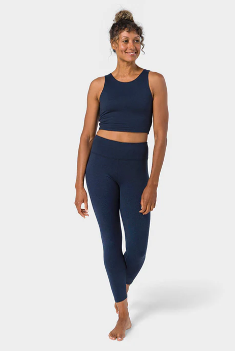 Manduka "Dhara" Capri Leggings, Midnight Heather, Str L.